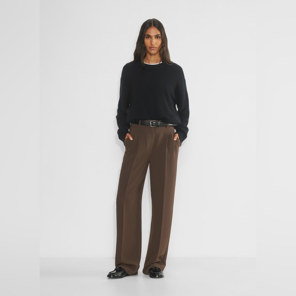 Aritzia Brown Effortless Wide-Leg Trousers